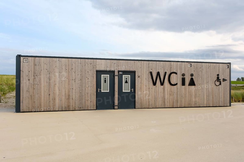 Toilet facility, WC, symbol for ladies and gentlemen, North Sea, Norddeich, Norden, East Frisia, Lower Saxony, Germany, Europe