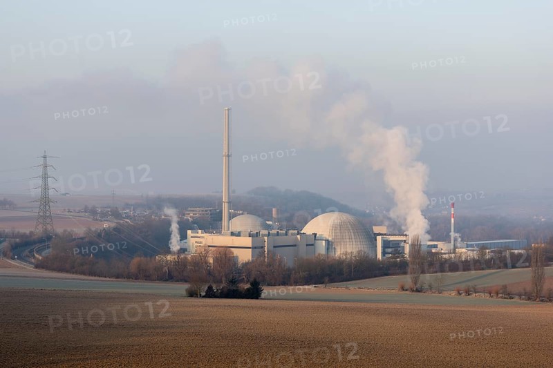 Energy transition, shutdown Neckarwestheim nuclear power plant, field landscape, Neckarwestheim, Baden-Württemberg, Germany, Europe