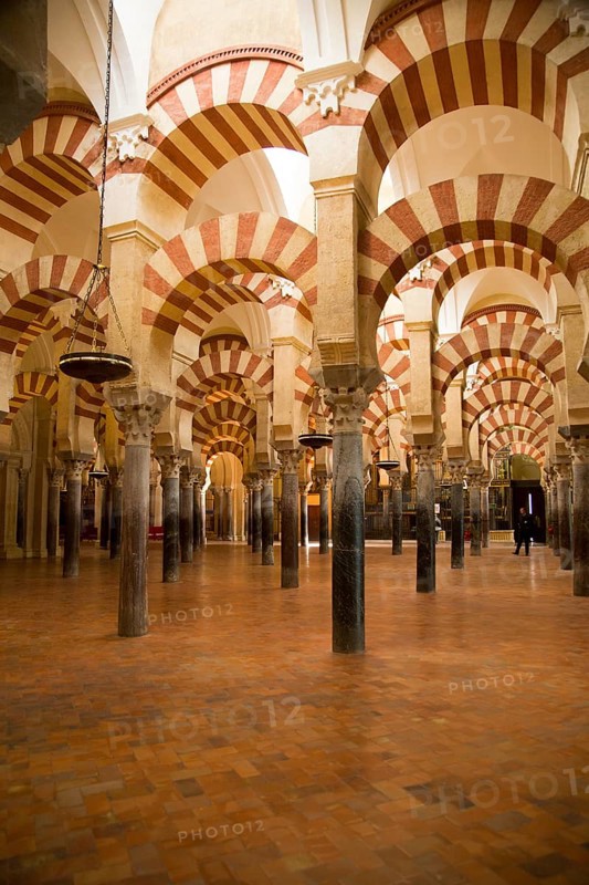 Moorish arches in the former mosque now cathedral, Cordoba, Spain, Europe