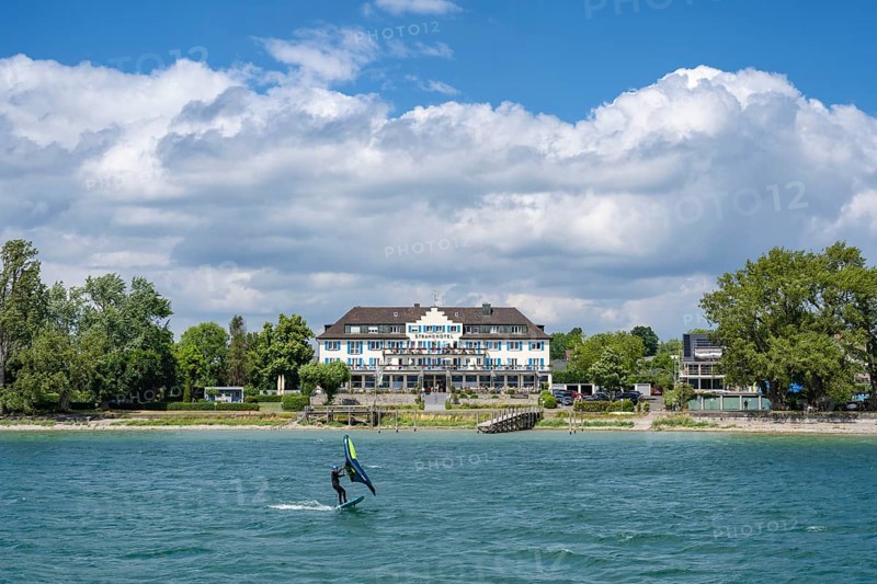 The Seehotel Löchnerhaus on the shore of Reichenau Island, Constance County, Baden-Württemberg, Germany, Europe