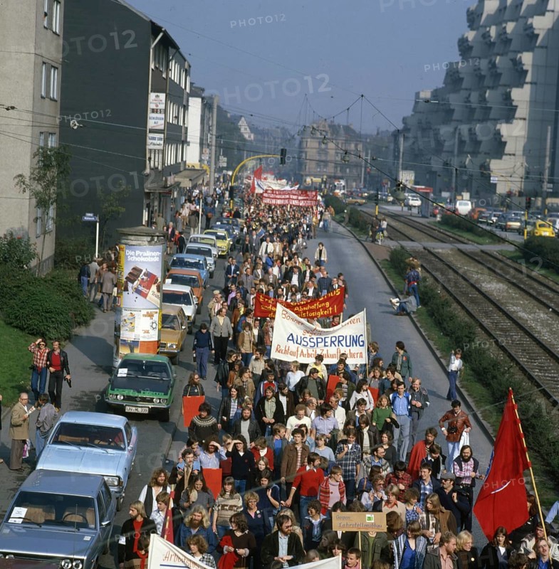 DEU, Germany: The historical slides from the times 80-90s, Dortmund. DGB demonstration against unemployment and for the right to strike 90s