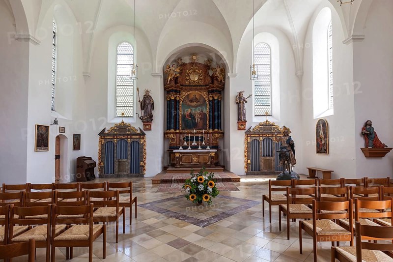 Chancel of St Maria Loretto Chapel, Oberstdorf, OberallgÃ¤u, AllgÃ¤u, Bavaria, Germany, Europe
