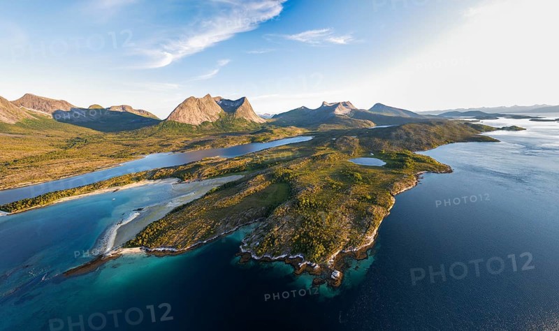Fjord with mountains, Mount Stortinden, Efjord, Tysfjord, Ofoten, Nordland, Norway, Europe