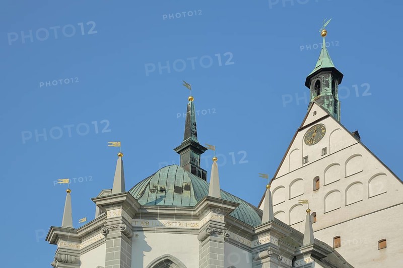 Spire and gable with decorations from the Romanesque Cathedral of St. Mary, roof, Freiberg, Saxony, Germany, Europe