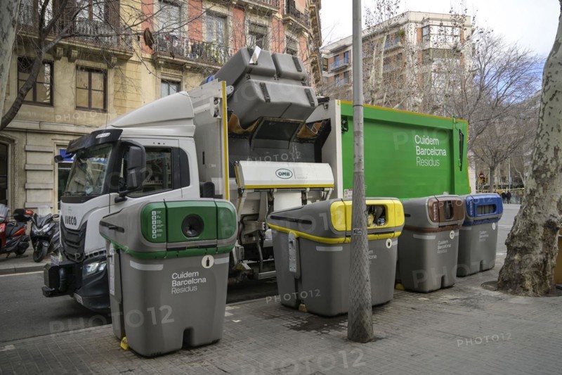 Waste collection, waste bins, Barcelona, Catalonia, Spain, Europe