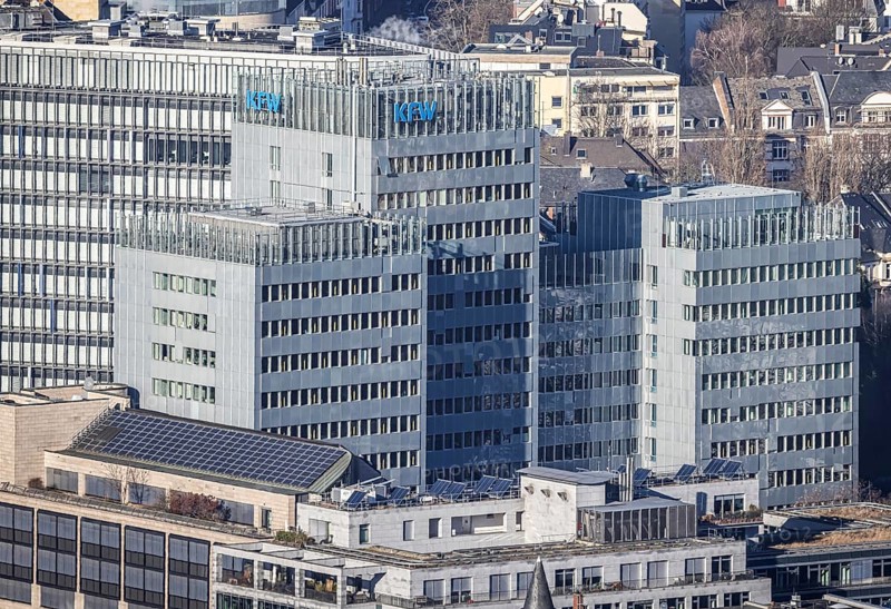 KFW Bank, exterior view with logo, Frankfurt am Main, Hesse, Germany, Europe