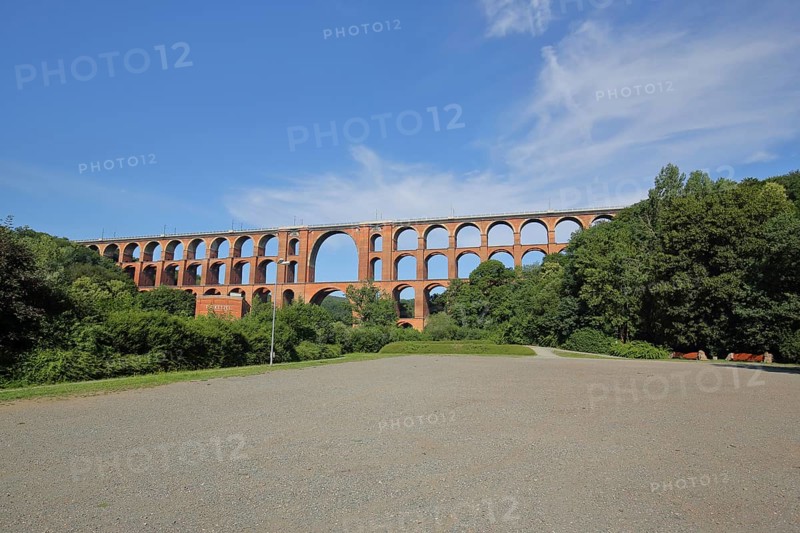Historic Göltzschtal Bridge with bricks, bricks, viaduct, railway bridge, arch bridge, Mylau, Netzschkau, Reichenbach, Vogtland, Saxony, Germany, Europe