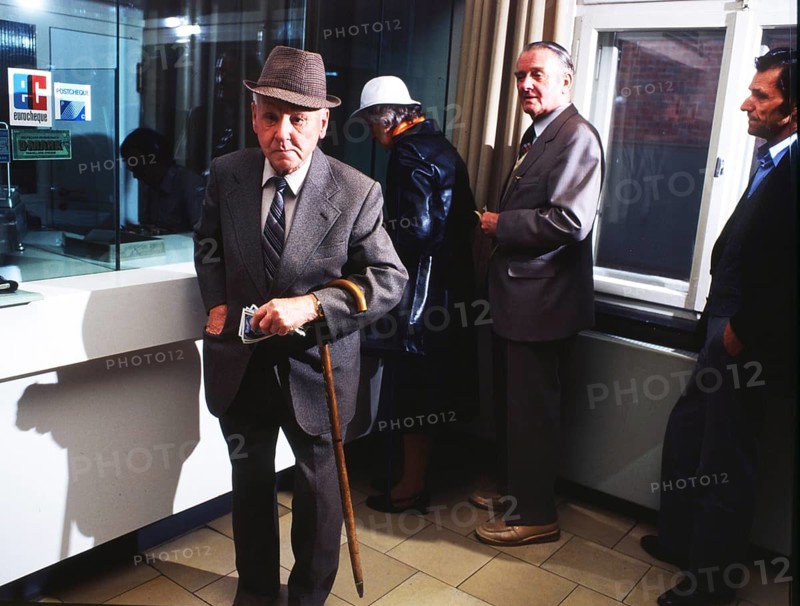 DEU, Germany: The historical slides from the times 80-90s events and people from politics, culture, working life, medicine and others Dortmund. Cash payment of pension. 80s.MR=yes