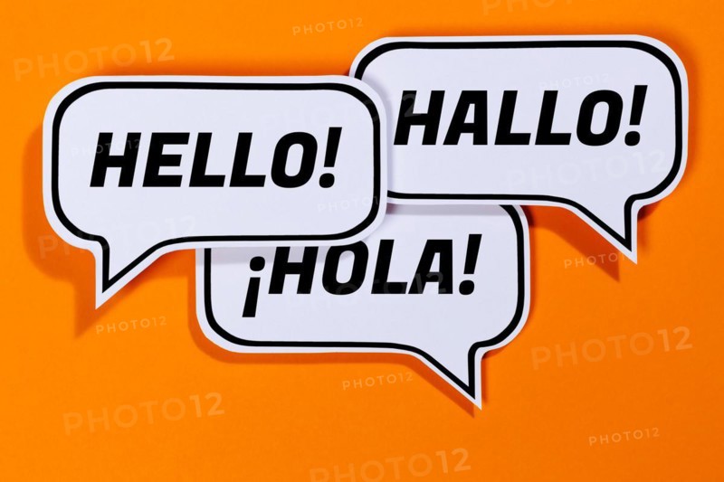 Hello in different languages speech bubbles communication concept talk