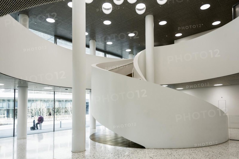 Spiral staircase, Roche Towers, Architects Herzog and de Meuron, Basel, Canton of Basel-Stadt, Switzerland, Europe