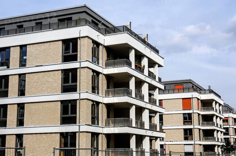 New development district with 600 newly built flats in the St. Marien residential park in Berlin's Neukölln district, Berlin, 05/09/2022