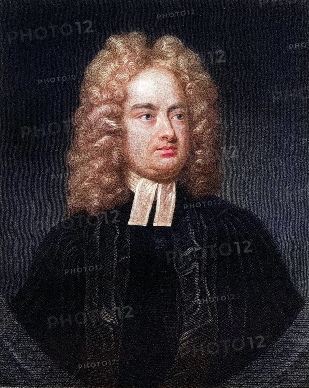 Johnathon Swift, pseudonym Isaac Bickerstaff, 1667-1745, Anglo-Irish writer. From the book Gallery of Portraits, published in 1833, Historical, digitally restored reproduction from a 19th century original, Record date not stated