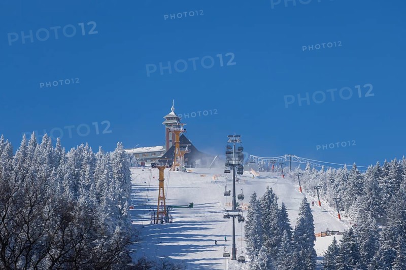 The Fichtelberg near Oberwiesenthal in the Erzgebirge district is the highest mountain in Saxony at 1214.88 m above sea level (2) 1. Thus, the Fichtelberg was also the highest mountain in the GDR. Together with nearby KlÃ­novec (Keilberg) (1243) (7 m a.s.l.) on the Czech side, it forms the most important winter sports centre in the Ore Mountains. Fichtelberghaus