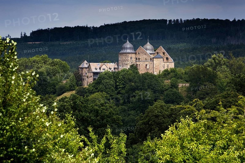 Sababurg, popularly known as Sleeping Beauty's Castle after the Brothers Grimm fairy tale, Hofgeismar, Reinhardswald, Hesse, Germany, Europe