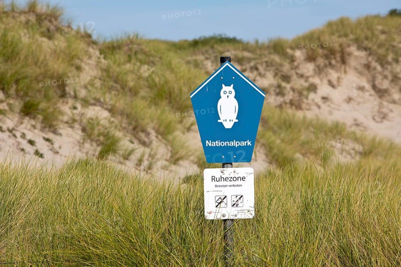 Sign National Park, Quiet Zone, Nature Reserve, Norderney Island, East Frisia, North Sea, Lower Saxony, Germany, Europe