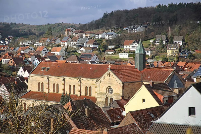 Townscape with Romanesque abbey church, Otterberg, Palatinate Forest, Rhineland-Palatinate, Germany, Europe