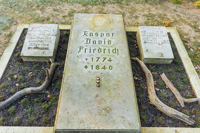 The Trinitatisfriedhof cemetery in Dresden's Johannstadt district is one of the city's burial grounds originally laid out as an epidemic cemetery alongside the Eliasfriedhof cemetery. Due to its artistic design, it is one of the most important cemeteries in Dresden in terms of urban history and cultural history and is the fifth largest cemetery in the city. Grave of Caspar David Friedrich. The grave was provided with new foundations, cleaned and planted, Dresden, Saxony, Germany, Europe