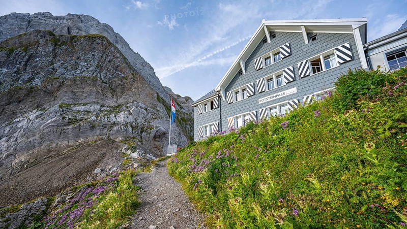 Mountain hut on the Rotstein Pass, SÃ¤ntis, Appenzell Ausserrhoden, Appenzell Alps, Switzerland, Europe