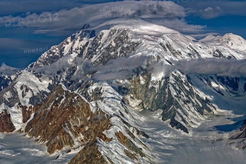 Aerial view of Mount Logan, 5959 m, north-east side, St. Elias Mountains, Icefield Ranges, Kluane National Park, Yukon Territory, Canada, North America