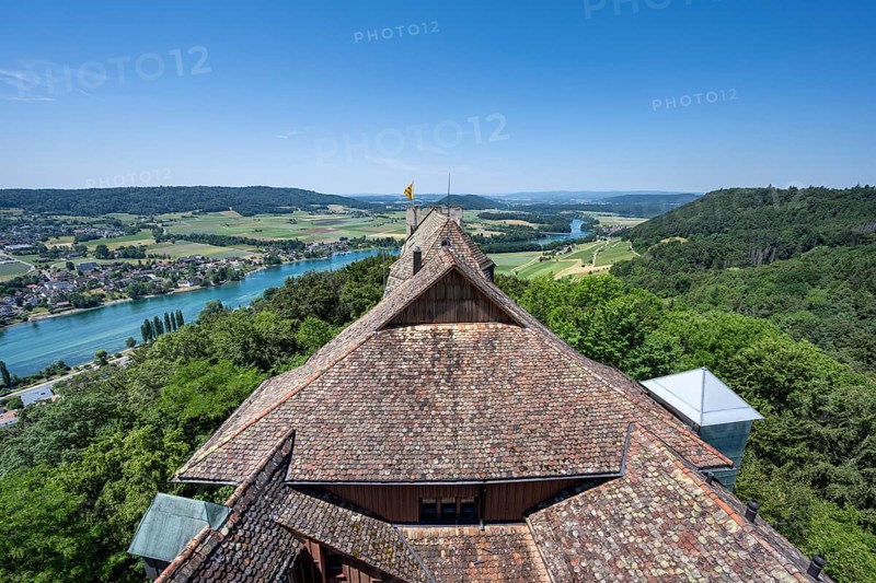 View over Hohenklingen Castle, down to the Rhine, Stein am Rhein, Canton Schaffhausen, Switzerland, Europe