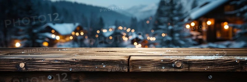Christmas themed decorative empty wooden base for product item or text display, AI generated