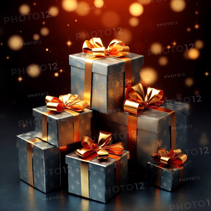 A pile of blue Christmas presents gift boxes on blue background. The image captures the festive merry and joyful spirit of the holiday season, AI generated