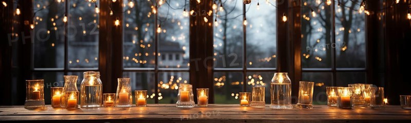 Christmas themed decorative empty wooden base for product item or text display, AI generated