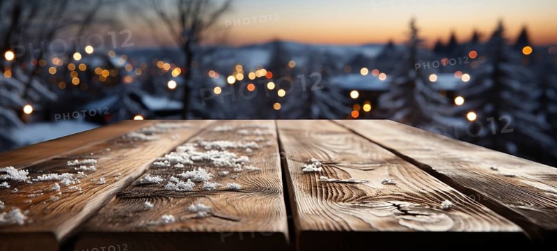 Christmas themed decorative empty wooden base for product item or text display, AI generated