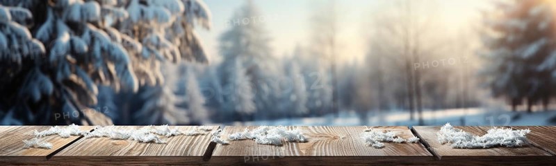Christmas themed decorative empty wooden base for product item or text display, AI generated