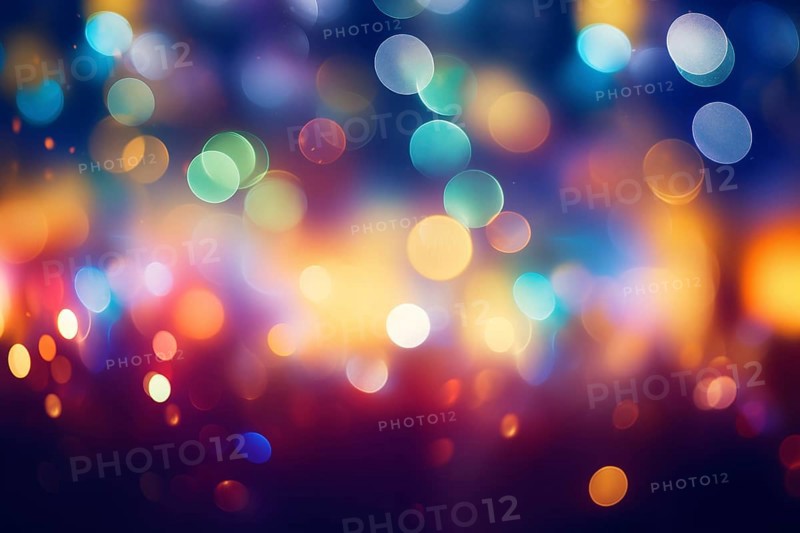 An abstract and colorful defocused blurred bokeh background with bright lights and festive decoration. Perfect for holiday and party-themed projects, AI generated