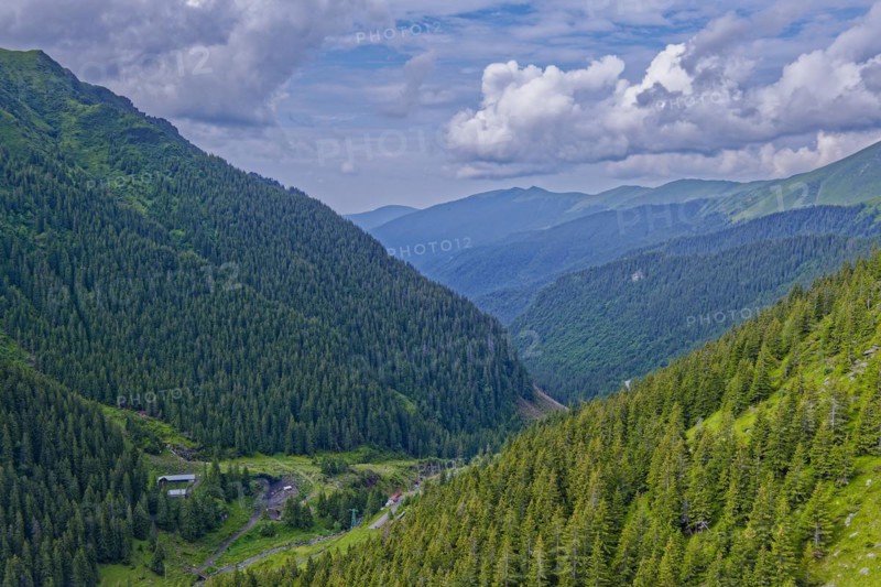 Mountain valley in the course of the Transfagara, the Transfogaras High Road, in the Fagaras Mountains in the Transylvanian Alps, mountain range of the Southern Carpathians. Sibiu, Transylvania, Romania, Southeast Europe, Europe