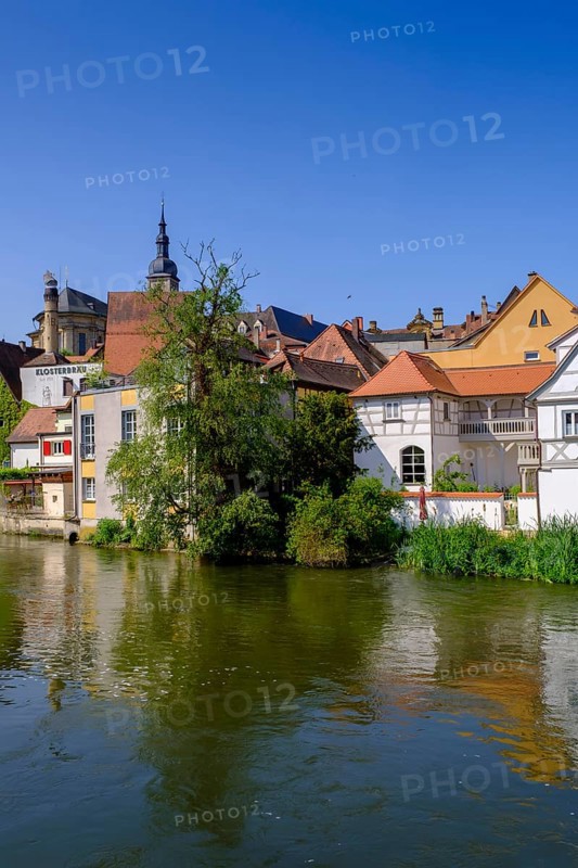 Left arm of the Regnitz, with mill bridge, Bamberg, Upper Franconia, Bavaria, Germany, Europe