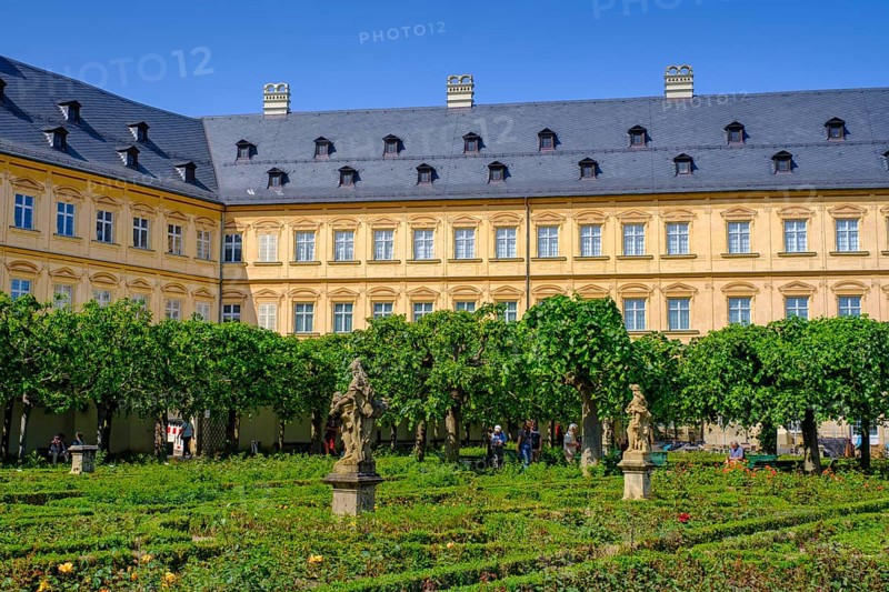 Rose Garden, New Residence, Domberg, Bamberg, Upper Franconia, Bavaria, Germany, Europe