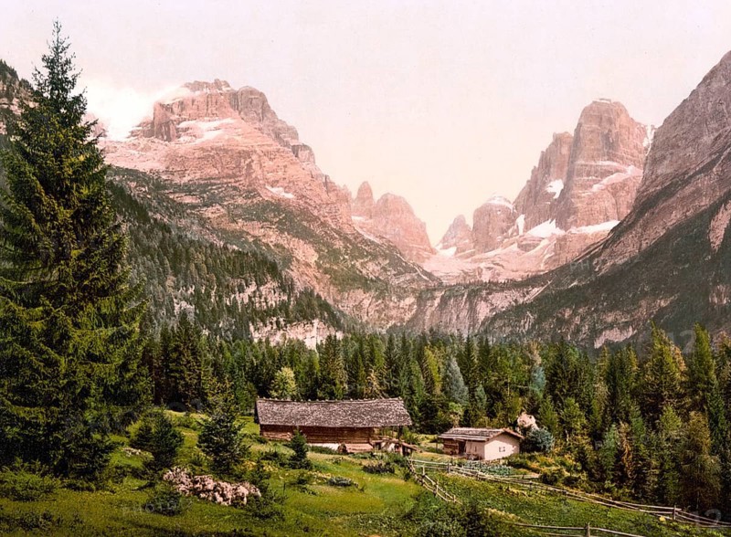 Madonna di Campiglio, Empress Frederick's place, Tyrol, former Austro-Hungary, today Italy, c. 1890, Historic, digitally restored reproduction from a 19th century original Madonna di Campiglio, Empress Frederick's place, Tyrol, former Austro-Hungary, today Italy, 1890, Historic, digitally restored reproduction from a 19th century original