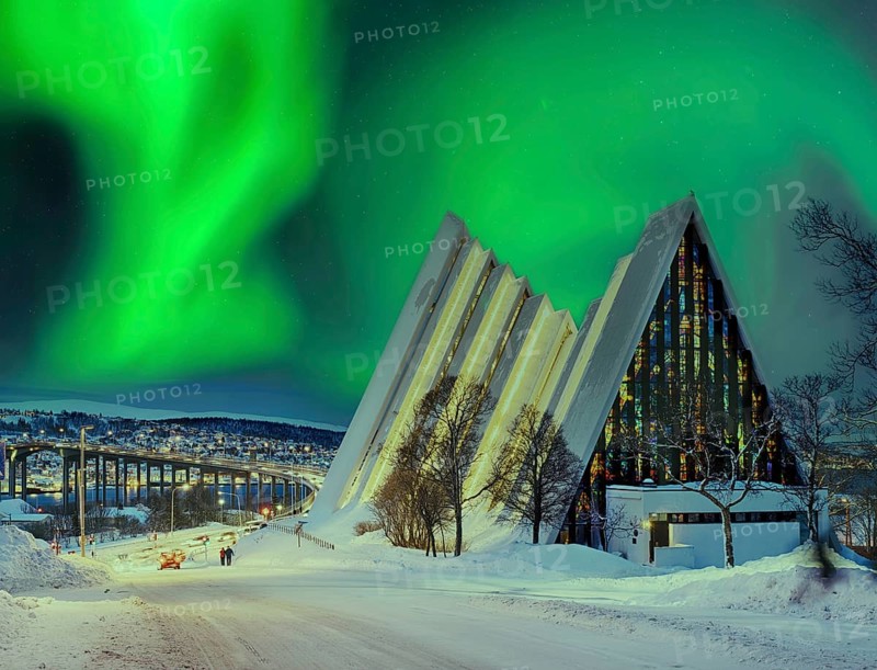 Ice Sea Cathedral Night Northern Lights Tromso Norway