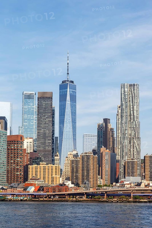 New York City Manhattan skyline with World Trade Center skyscraper in New York, USA, North America