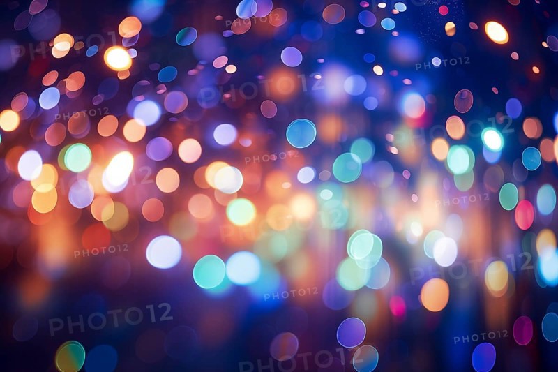 An abstract and colorful defocused blurred bokeh background with bright lights and festive decoration. Perfect for holiday and party-themed projects, AI generated