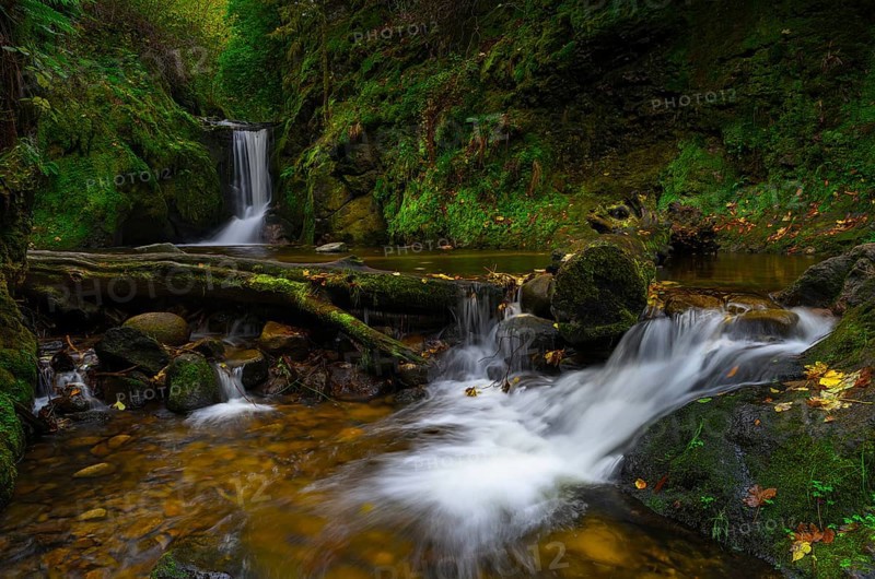 Geroldsau waterfall in autumn, River Grobbach, Geroldsau, Baden-Baden, Northern Black Forest, Baden-Württemberg, Germany, Europe