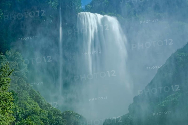 The Cascata delle Marmore, the Marble Falls, is a three-part waterfall artificially created by the Romans. Terni, Umbria, Italy, Southern Europe, Europe
