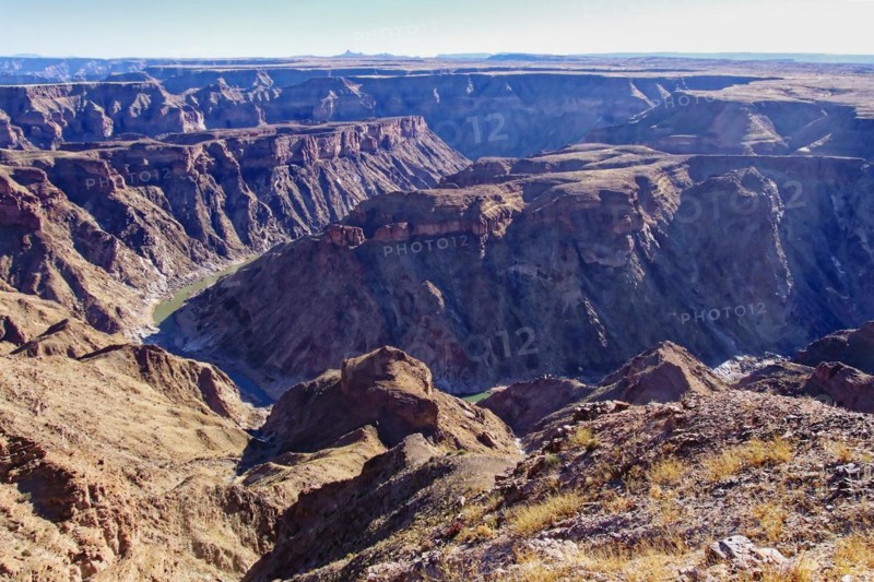 Canyons of the Fish River Canyon. The Fish River Canyon is part of the state-owned Ais-Ais Richtersveld Transfontier Park. Karas region, southern Namibia