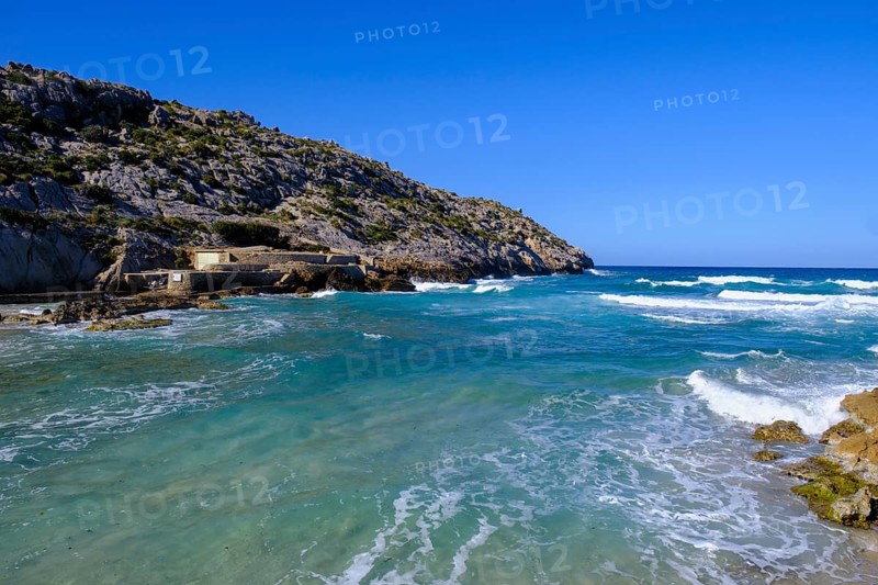 Cala de Sant Vicenc beach and Cape Formentor, Pollença, Serra de Tramuntana, Majorca, Balearic Islands, Spain, Europe
