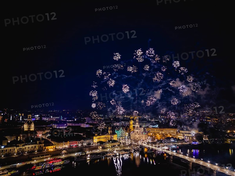Fireworks over Dresden's Old Town