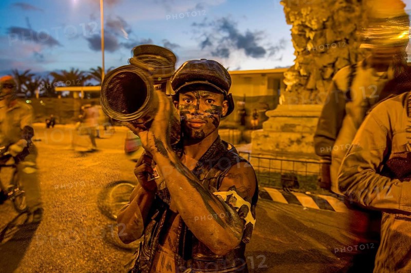 As soldiers costumed people. Carnival. Mindelo. Cabo Verde. Africa