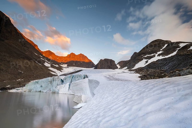 Kaskapakte glacier, Kaskasatjakka mountain, Kaskasavagge valley, Kebnekaise massif, Lapland, Sweden, Europe