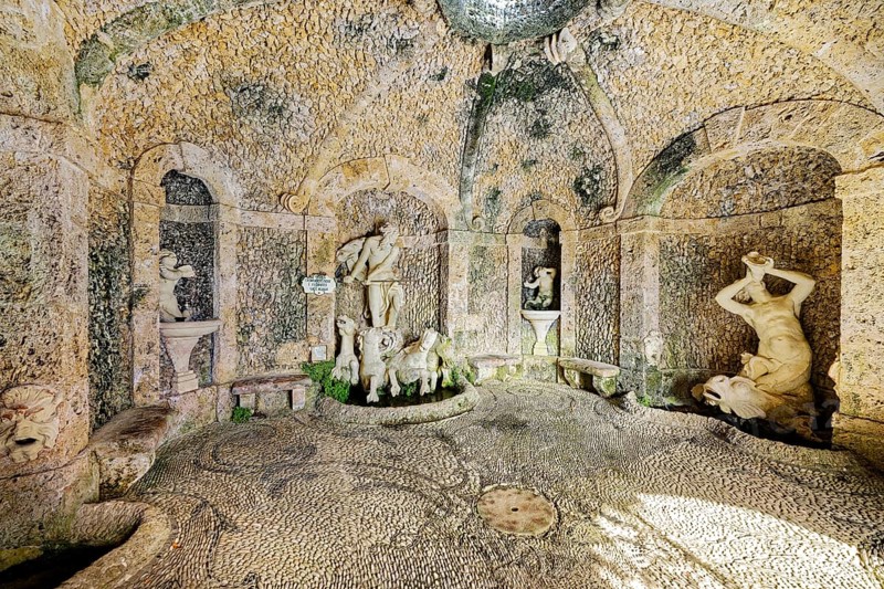 Grotto, Sea God Neptune, Grotta di Nettuno, Baroque, Park or Garden, Villa Garzoni, Giardino Garzoni, Collodi, Pescia, Province of Pistoia, Tuscany, Italy, Europe