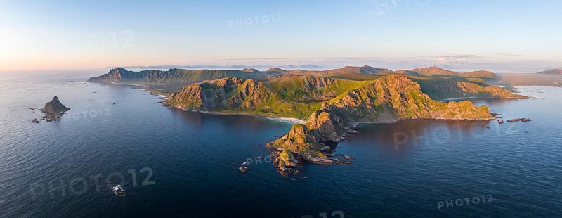 Coast, fjords and mountains, Matinden mountain, Bleik, Andoya island, Vesteralen archipelago, Norway, Europe