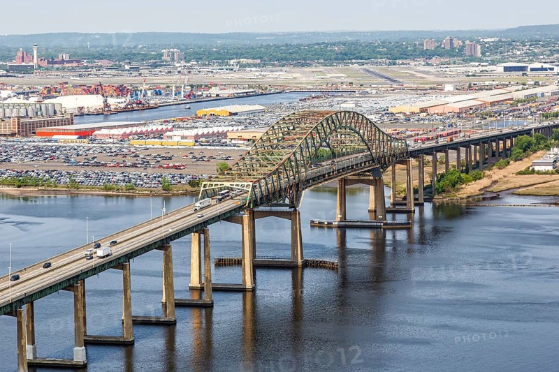 Vincent R. Casciano Memorial Bridge Bridge in Jersey City near New York Aerial view in New Jersey, USA, North America