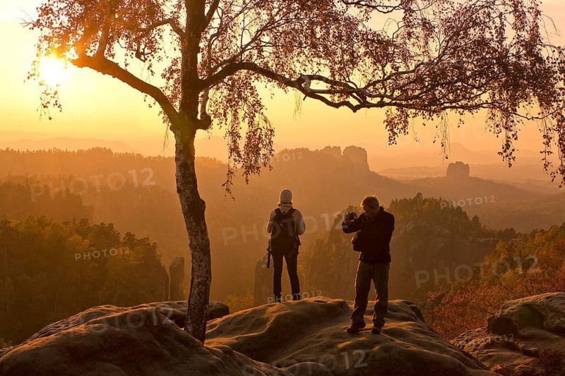 View from the Carola rock into the Schrammstein area in the back of Saxon Switzerland