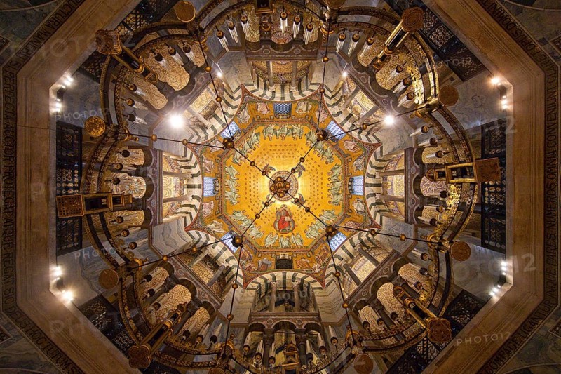 Dome in Aachen Cathedral, Octagon, UNESCO World Heritage Site, Aachen, North Rhine-Westphalia, Germany, Europe