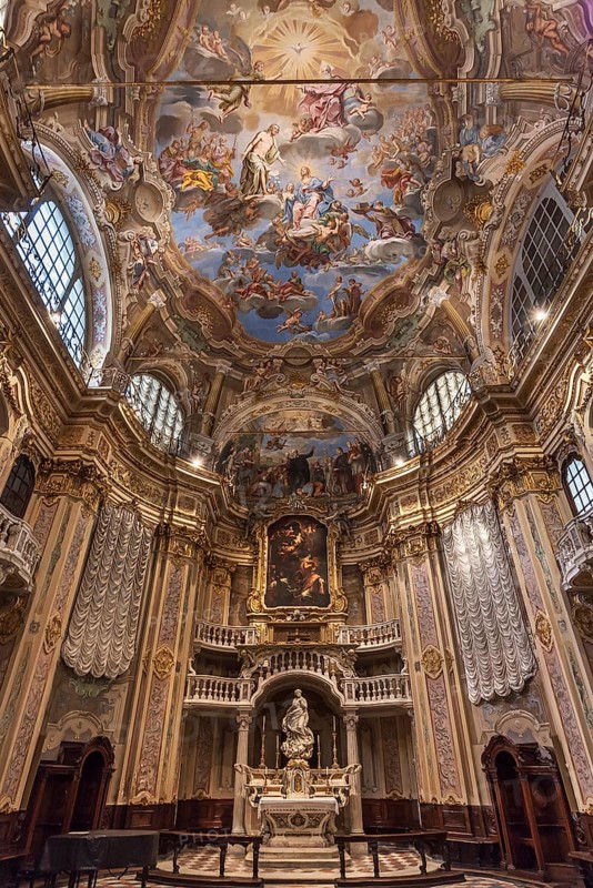 Chancel with vault of the church of San Filippo Neri, built in 1749, Via Lomellini, Genoa, Italy, Europe